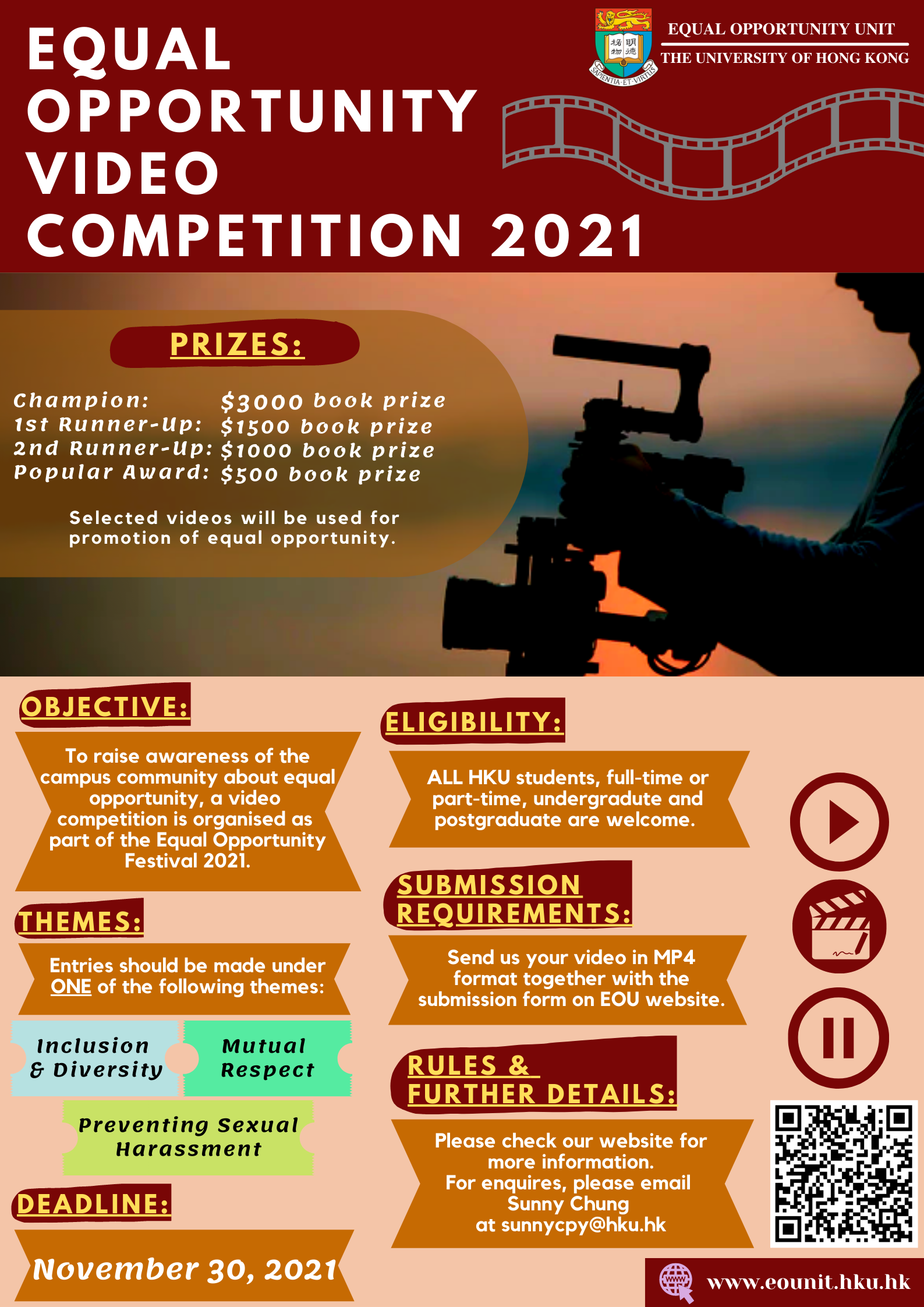 Poster of Equal Opportunity Video Competition. Content same as text in the webpage.