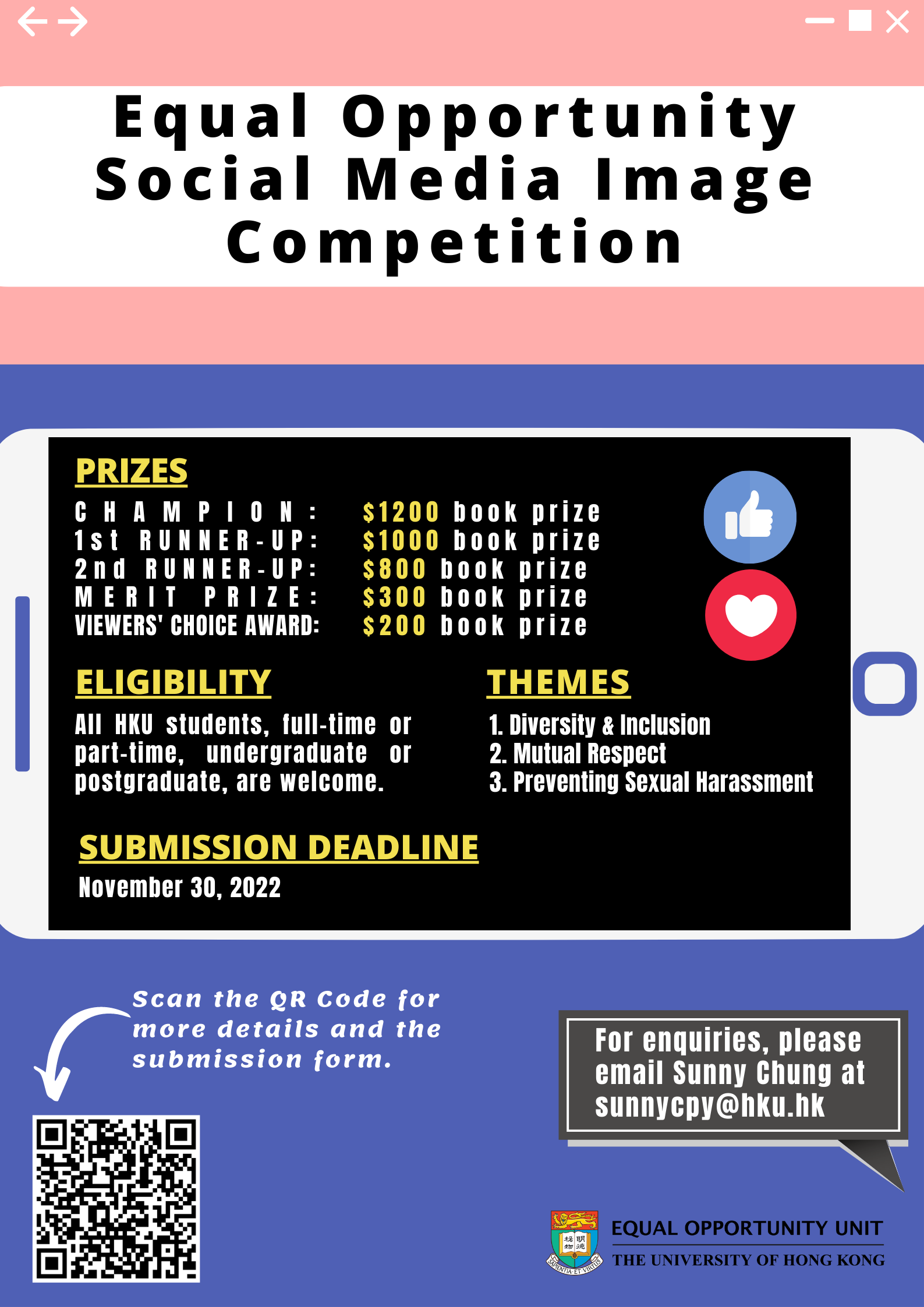 Equal Opportunity Social Media Image Competition Poster. Content same as text on this webpage.